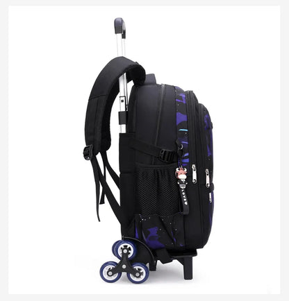 Waterproof School Bags for Boys Trolley Schoolbag Kids' Luggage Book Bags Men Backpack with 6 Wheels Stairs Mochila Escolar Sac