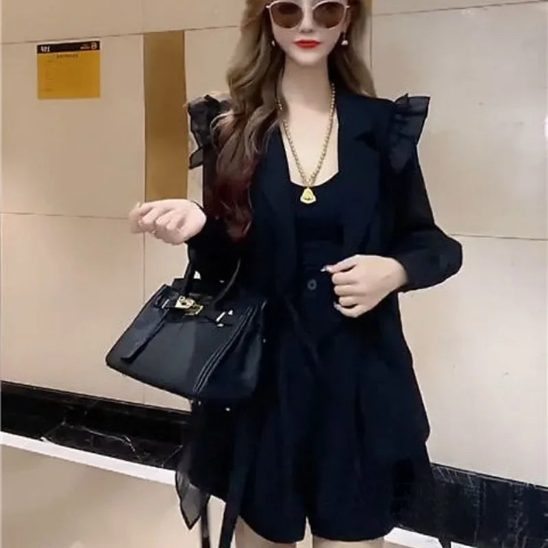 Short Sets for Women 2 Pieces Suit Formal Woman Shorts Two-piece Kit Outfit New Products Coordinated Classic Korean Style Trends