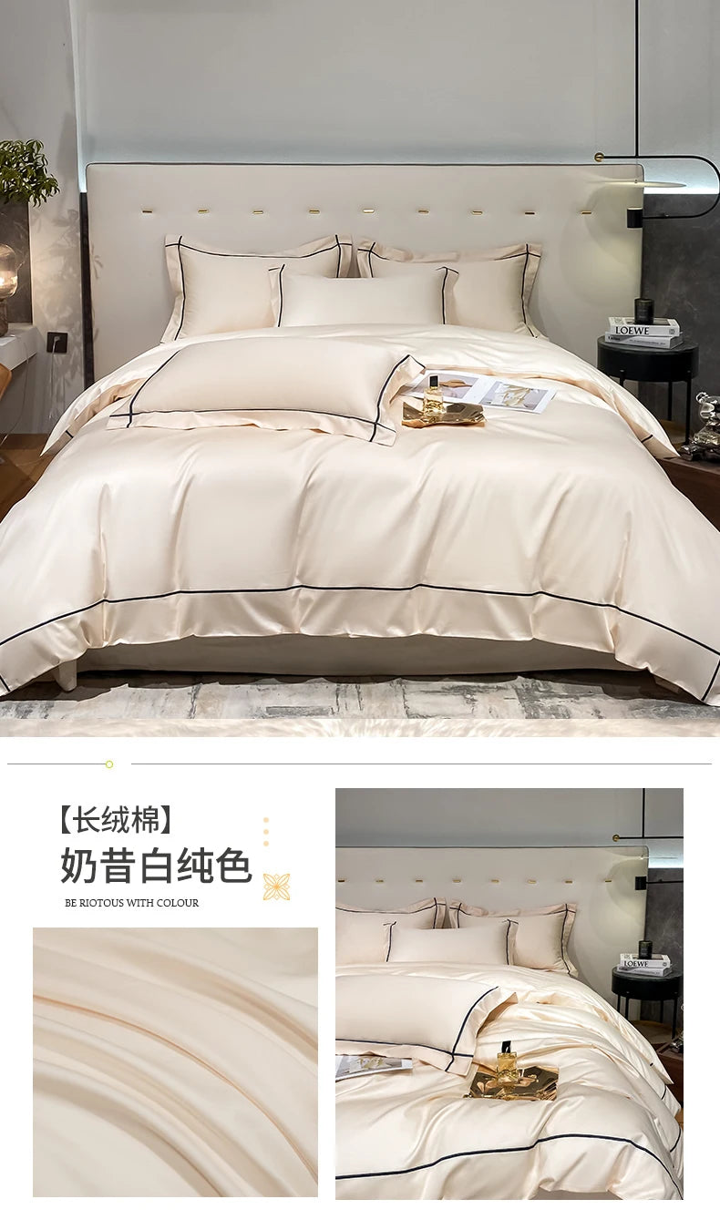 Embroidery Bedding Sets Egyptian Cotton Bed Sheet Set Luxury Duvet Cover Bedsheet Bed Linen Pillowcase 5 Stars Hotel Bedclothes