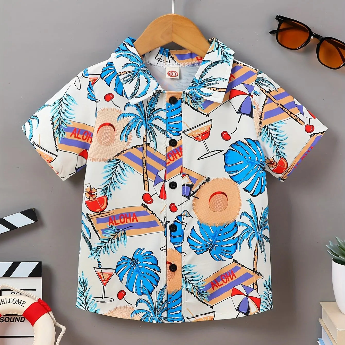 2024 Kids Clothes Boy Summer Shirt Beach and Palm Tree Theme Graphic 3D Print Shirt Casual Lightweight Short Sleeve Tee Shirt