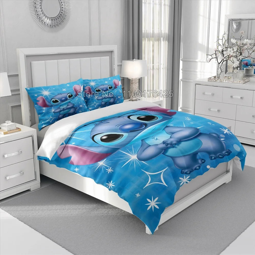 Hot Lilo Stitch Bedding Set Boys Girls Decorate Bedroom Twin Full Queen King Size Duvet Cover Pillowcases for Kids Gifts