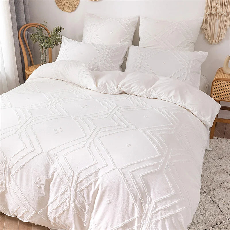 Geometric Crafts Cut Flowers Queen Bedding Set Twin Solid Single Double Duvet Cover Set King Size Quilt Cover and Pillowcases