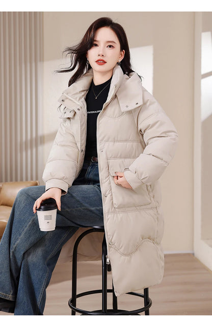 XL-8XL Oversized Outerwear Women Winter Long Parkas Hooded 2024 Casual Loose Thick Warm Lady Jackets Plus Size Women Clothing