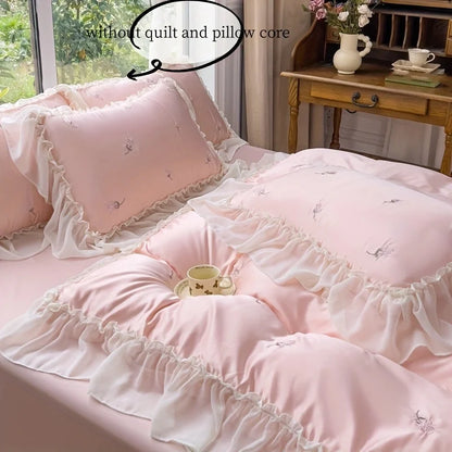 3pcs Elegant rose embroidery Bedding set Lace Duvet Cover Set (1*Duvet Cover + 2*Pillowcase, Without Core)for bedroom guest room