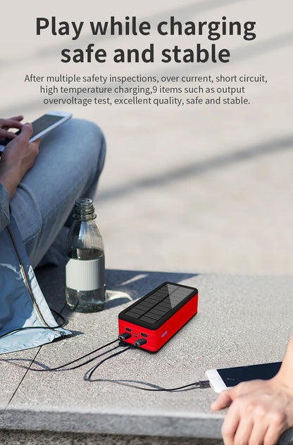 60000mAh Wireless Solar Power Bank Portable Phone Charger 4USB Outdoor Large Capacity External Battery for IPhone Xiaomi Samsung