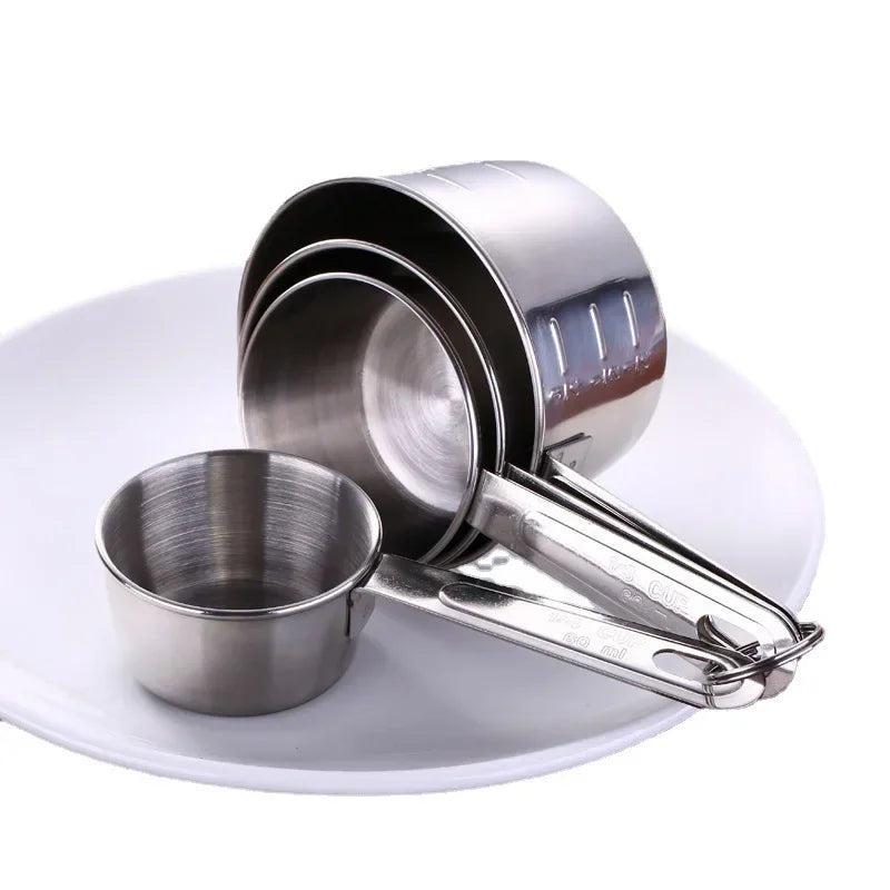 4 Pcs Stainless Steel Measuring Cups Kitchen Baking Tools Measuring Spoon Set Coffee Spoon Milk Powder Spoon with Scale