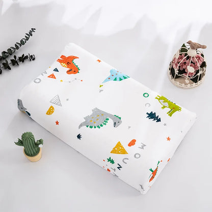 Soft Cotton Pillowcase Children's Latex Pillowcase Baby Cartoon Rubber Memory Pillow Cover Dinosaur Cushions Cover Home Decor