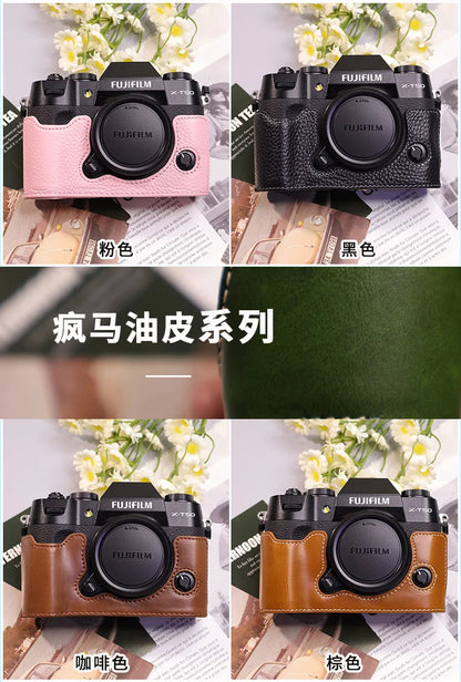 Suitable for Fuji X-T50 camera leather base micro single retro simple protective base leather cover wrist strap accessories