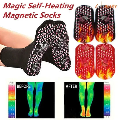 1/5PAIRS Tourmaline Slimming Health Sock Elastic Thermal Self-Heating Sock Health Care Socks Short Sock Magnetic Therapy Sox