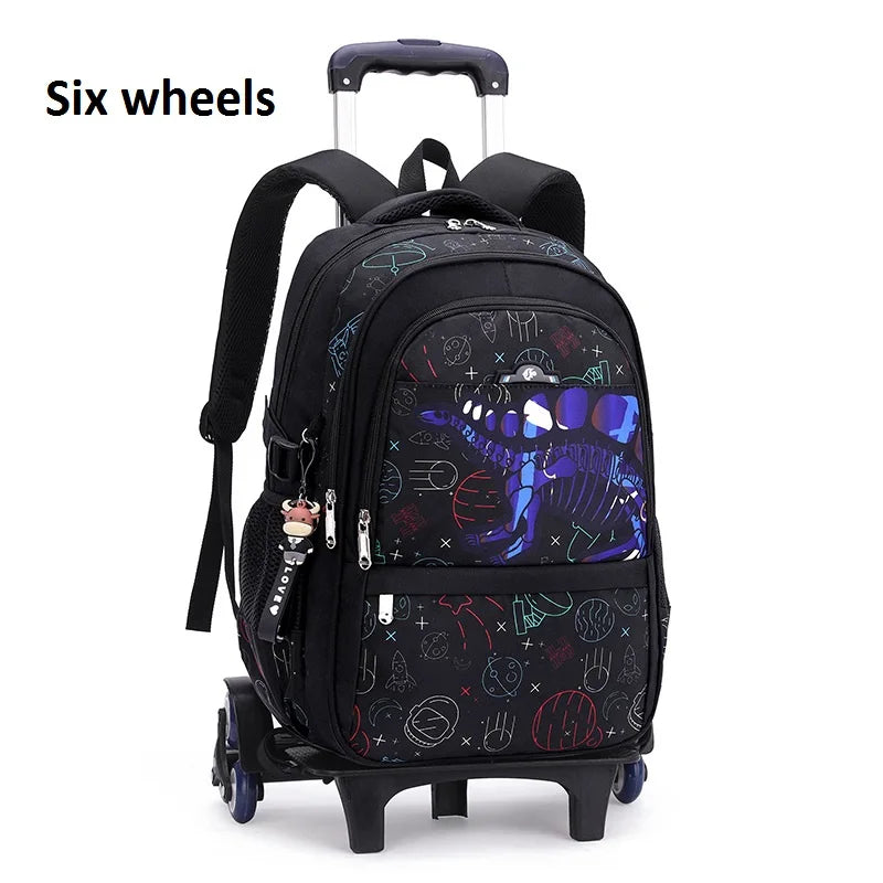 Waterproof School Bags for Boys Trolley Schoolbag Kids' Luggage Book Bags Men Backpack with 6 Wheels Stairs Mochila Escolar Sac