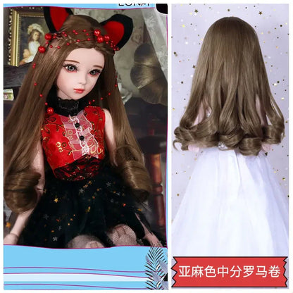 1/3 Bjd Wig 60cm BJD Dolls Handmade Wigs Curly Hair DIY Joints Doll Toys Fashion Wig  Fiber Dolls for Girls Barbie Accessories