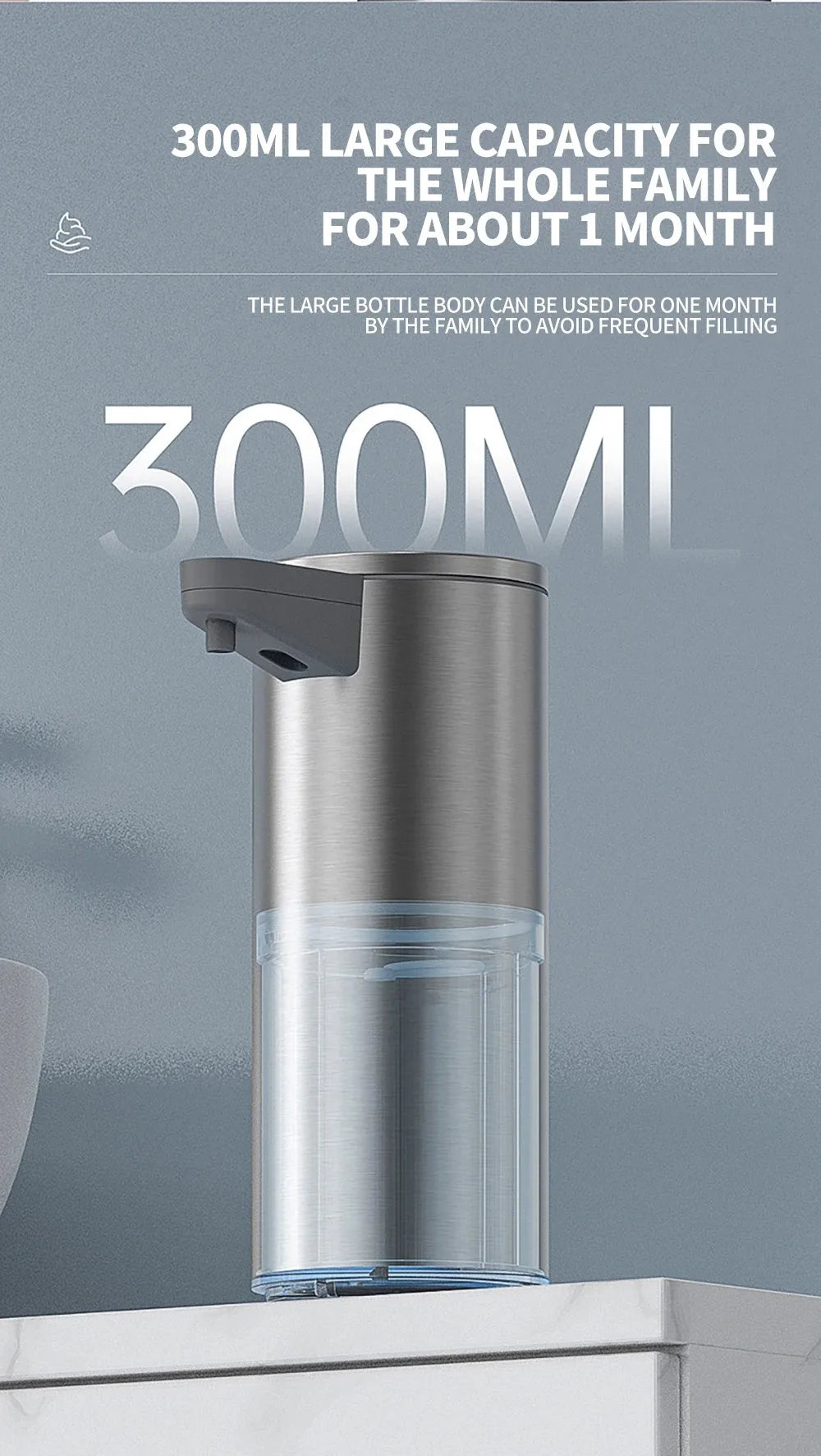 Intelligent automatic sensing stainless steel soap dispenser for washing mobile phones, contactless for home kitchen wall mounte