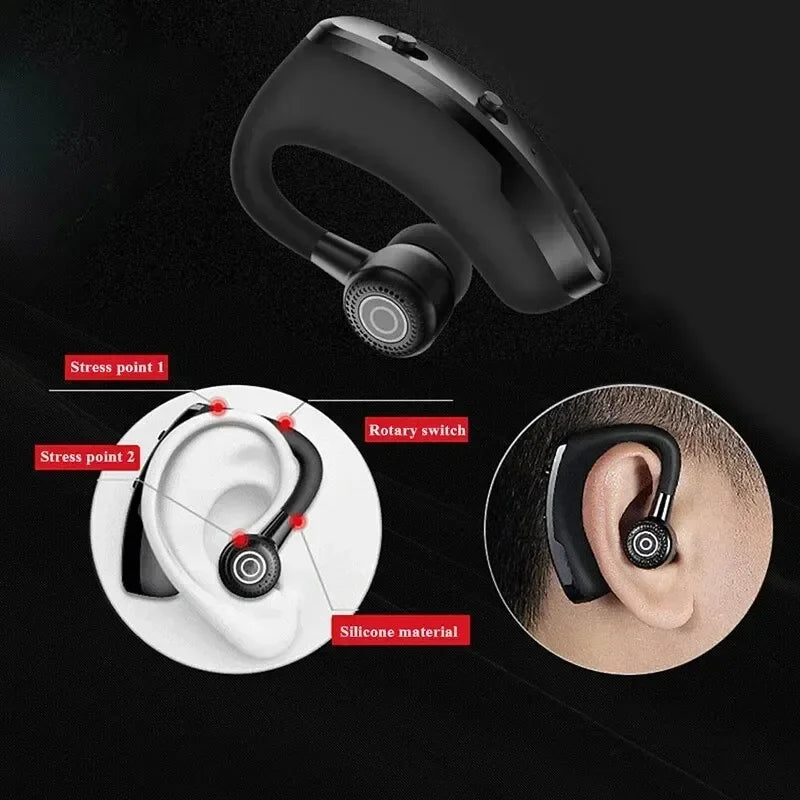 V9 Single Earphones Long Standby Business Headphones Waterproof Mono Headset Outdoor HD Call Bluetooth Wireless Earbuds with Mic