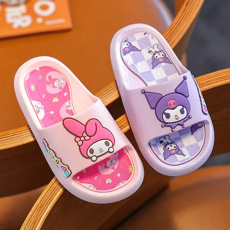 Sanrio Children's Slippers Indoor Bathroom Shower Cool Slippers Parent-child Style Kuromi Hello Kitty One-piece Wholesale Summer