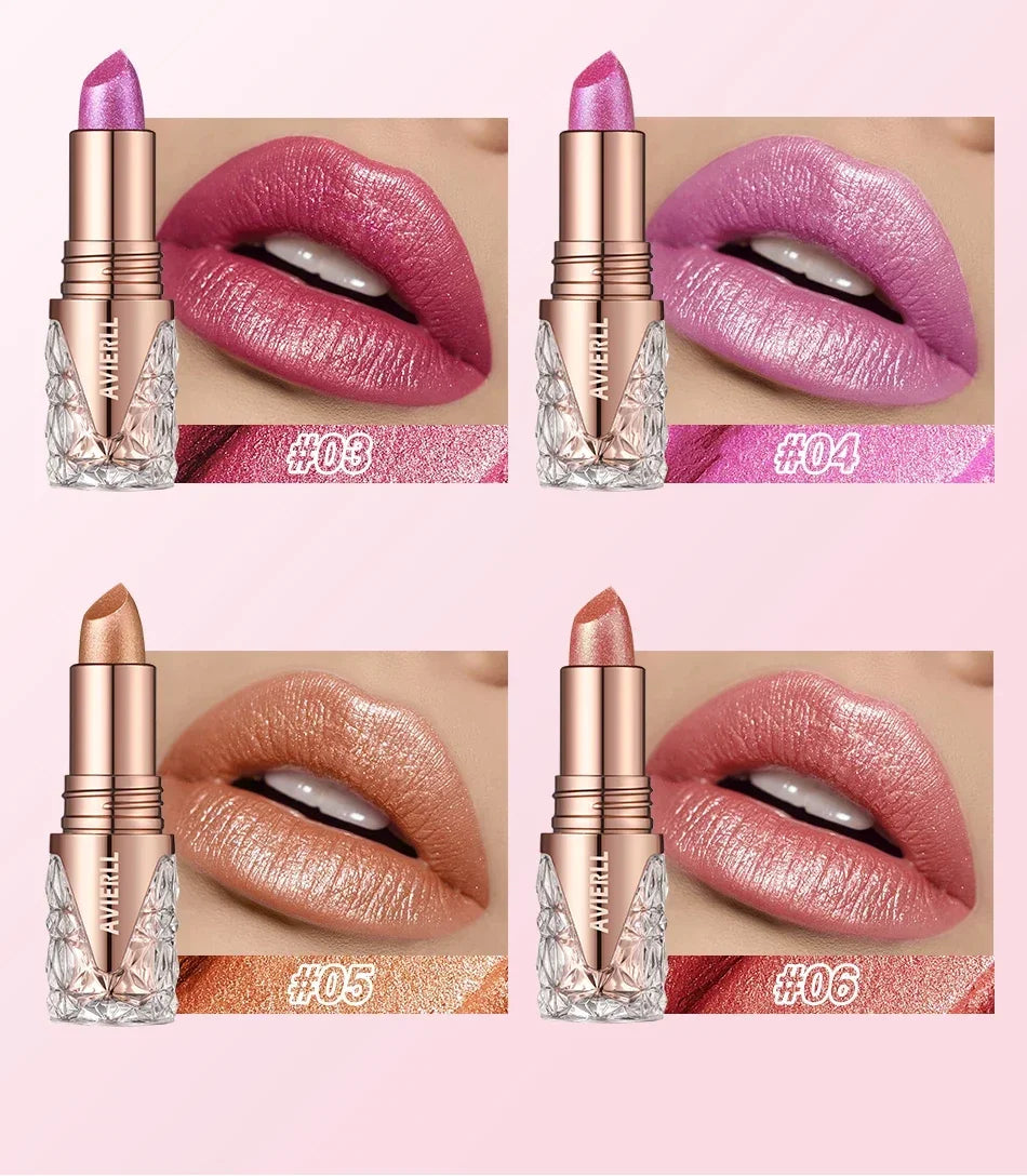 Quicksand Gold Lipstick Fine Glitter lipstick, Moisturizing Silky Mermaid Girl Pink, Long-Lasting Waterproof Grapefruit Orange