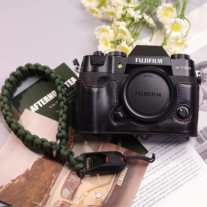 Suitable for Fuji X-T50 camera leather base micro single retro simple protective base leather cover wrist strap accessories