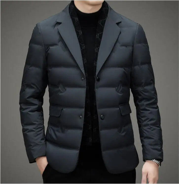 Down Suit Men's 2023 New Middle-aged Men's Winter Warm Western Duck Down Suit Winter Suit Jacket