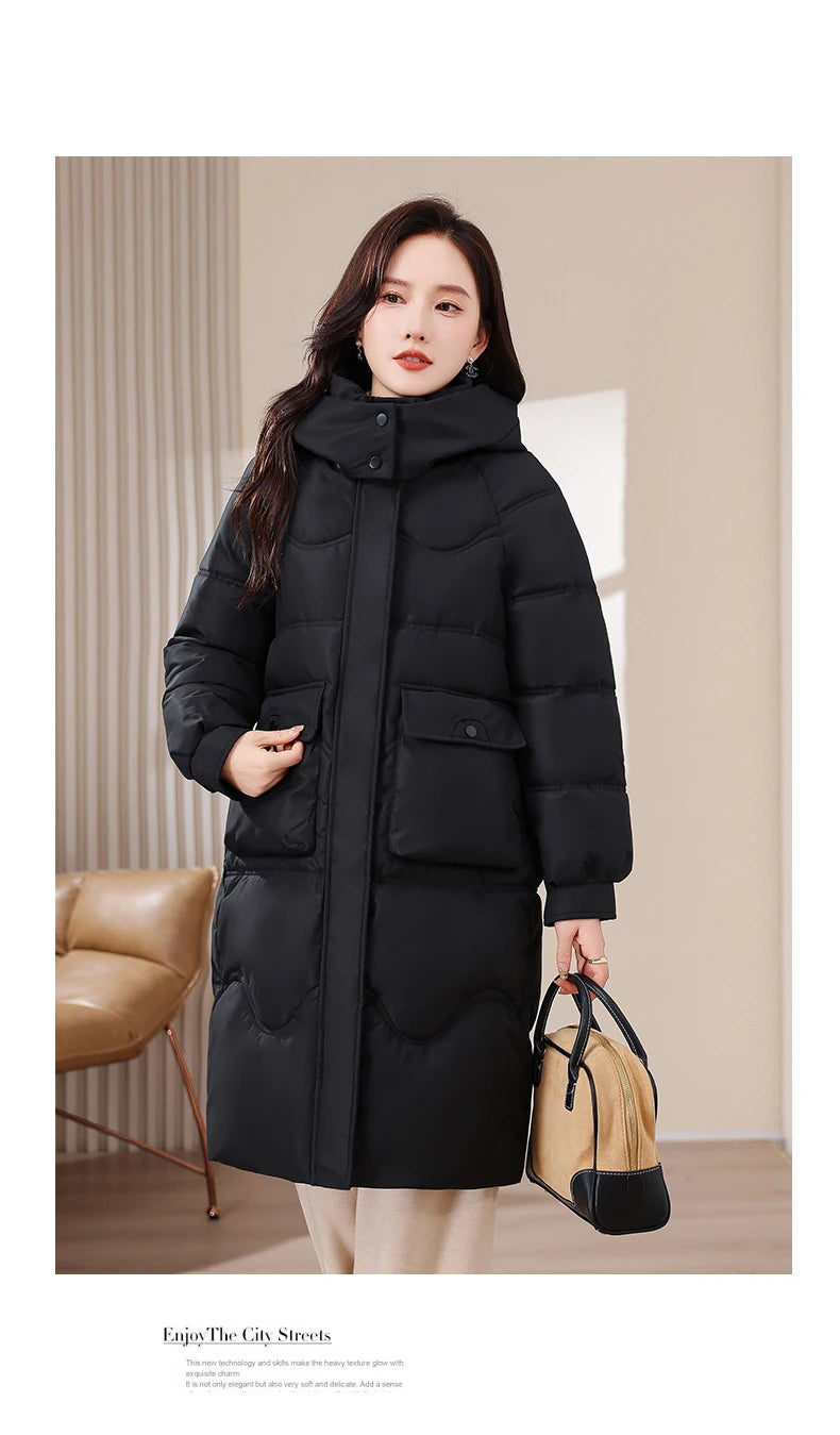 XL-8XL Oversized Outerwear Women Winter Long Parkas Hooded 2024 Casual Loose Thick Warm Lady Jackets Plus Size Women Clothing