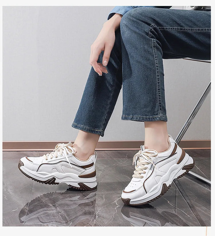 Women's Casual Sneakers Trendy New All-match Vulcanized Shoes 2025 Womens Outdoor Height-enhancing Daddy Shoes Zapatos De Mujer