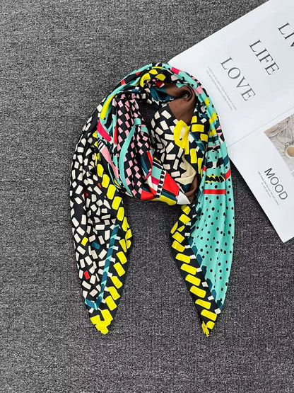 Foreign trade original order, Spanish fashion brand, new product, embroidered and printed multi style large square scarf