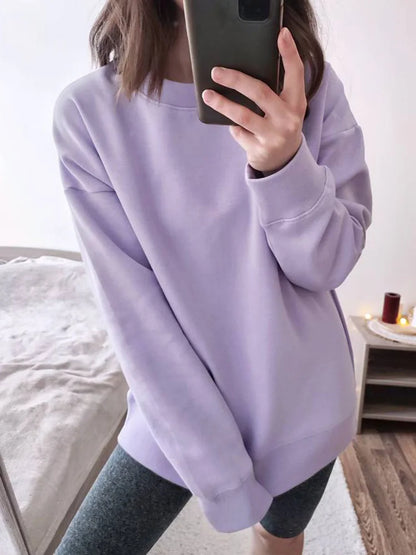 Autumn Oversized Sweatshirts Women Cotton Loose Pullovers Red Round Neck Sweatshirt For Women Oversize Tops For Couples 2024