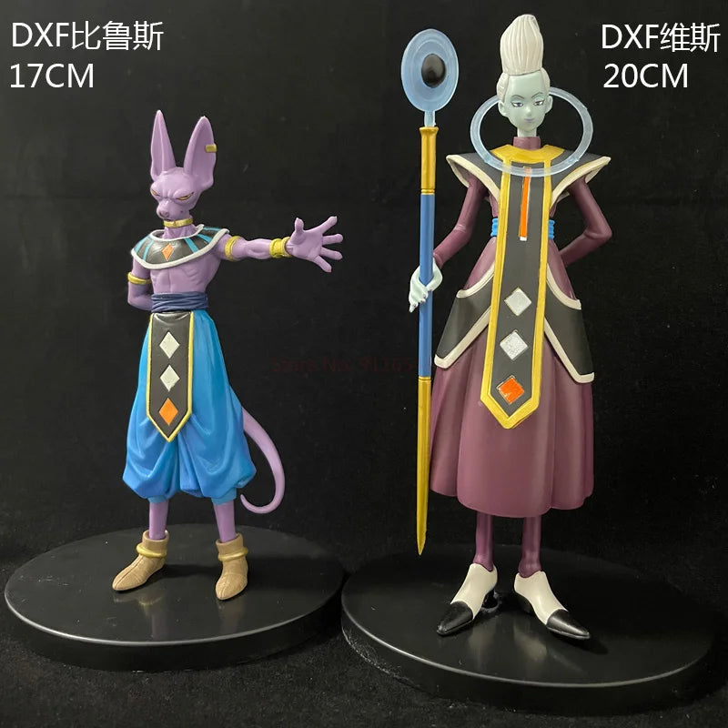 2PCS Dragon Ball Z Beerus Birusu Champa Whis Figure Super God of Destruction Pvc Figurine Collection Model Toys for Children Gif