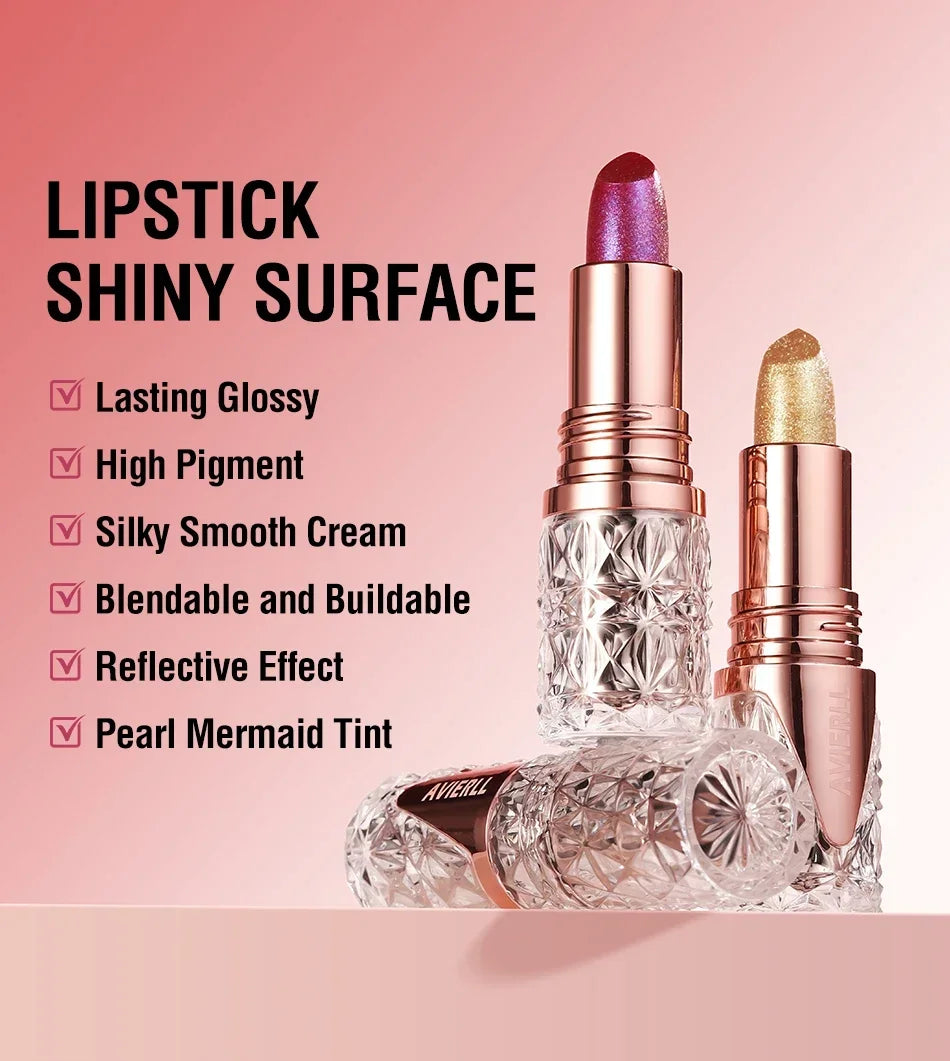 Quicksand Gold Lipstick Fine Glitter lipstick, Moisturizing Silky Mermaid Girl Pink, Long-Lasting Waterproof Grapefruit Orange