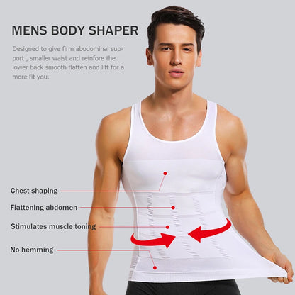 Mens Slimming Body Shaper Vest Shirt Abs Abdomen Slim Gym Workout Tummy Control Compression Tank Top Sleeveless Shapewear