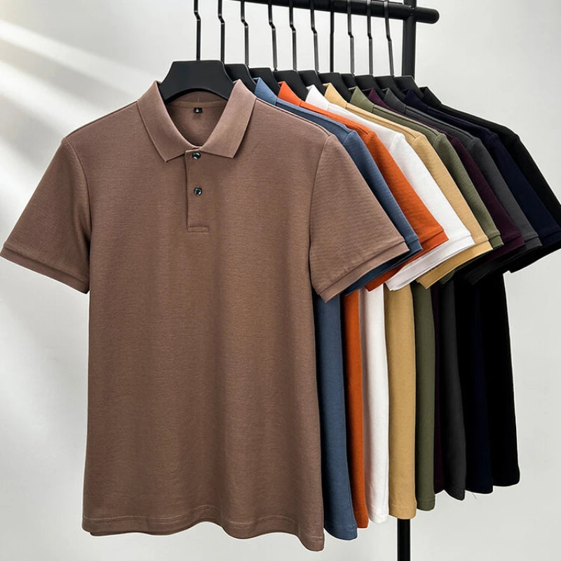 100% Cotton 2024 Summer Fashion Casual Short Sleeve Polo Shirt, Lapel Wear Solid Color Top,Tees,Men's T-shirt Golf