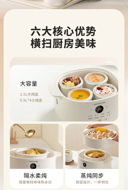 Electric stew pot, fully automatic，reservation function，water stew, household ceramic soup pot, small porridge cooking tool