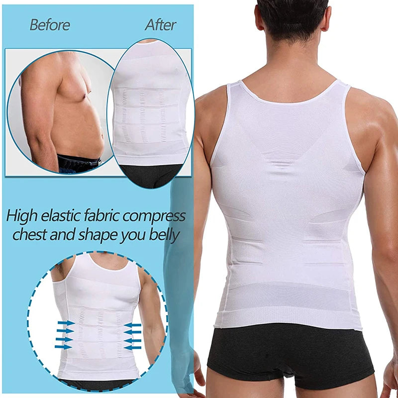 Mens Slimming Body Shaper Vest Shirt Abs Abdomen Slim Gym Workout Tummy Control Compression Tank Top Sleeveless Shapewear