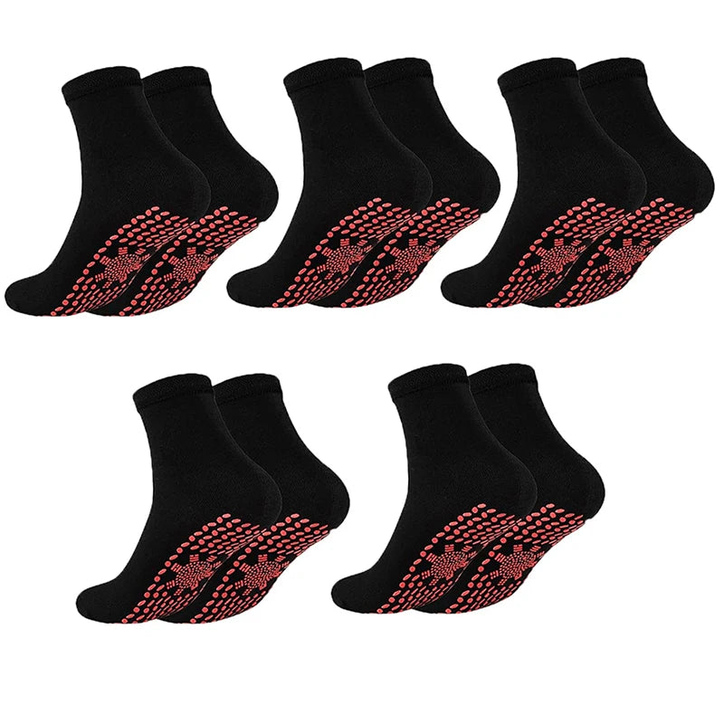 1/5PAIRS Tourmaline Slimming Health Sock Elastic Thermal Self-Heating Sock Health Care Socks Short Sock Magnetic Therapy Sox