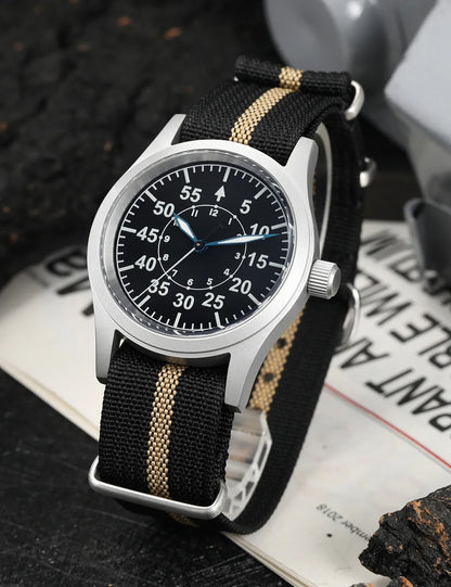 Militado ML05 38mm Men Watch VH31 Quartz Military Watches Domed Sapphire AR Coating 100m Waterproof Stainless Steel Wristwatch