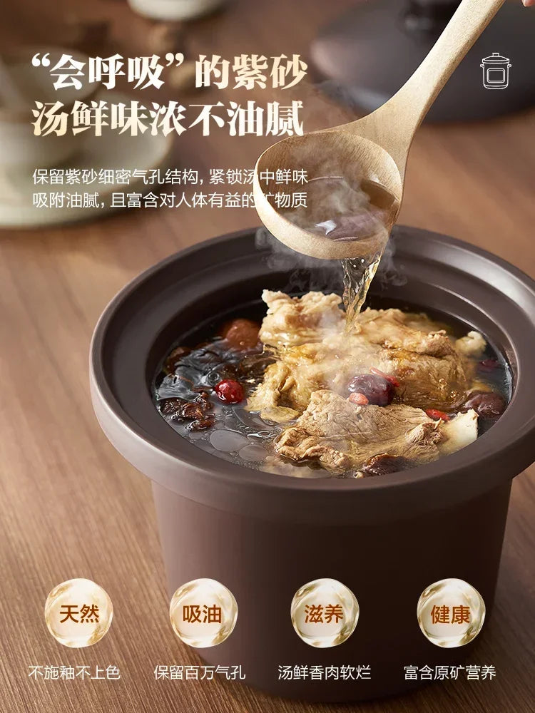 Electric Stew Pot - Household, Purple Clay, Ceramic, Porridge, Fully Automatic Appliance.