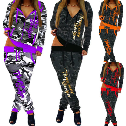 ZOGAA spring new 2 piece set women fashion clothing women 2019 Casual camouflage street style  sweatsuits for women Plus S-3XL