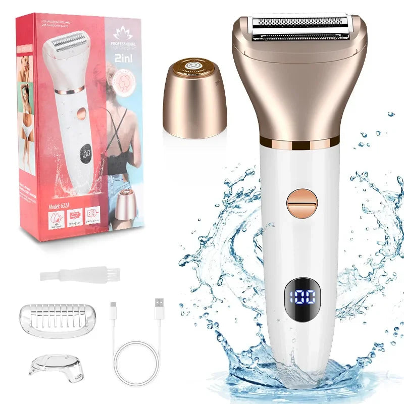 Electric Razors for Women 2 in 1 Bikini Trimmer Wet & Dry Use Electric Lady Shaver for  Private Area Easy to Clean Portable