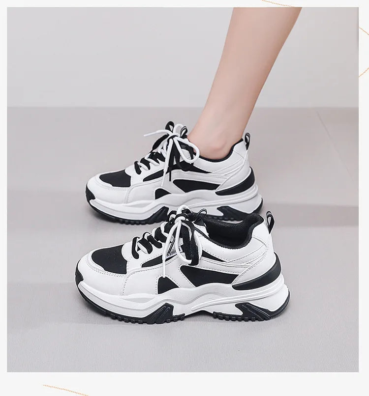 Women's Casual Sneakers Trendy New All-match Vulcanized Shoes 2025 Womens Outdoor Height-enhancing Daddy Shoes Zapatos De Mujer