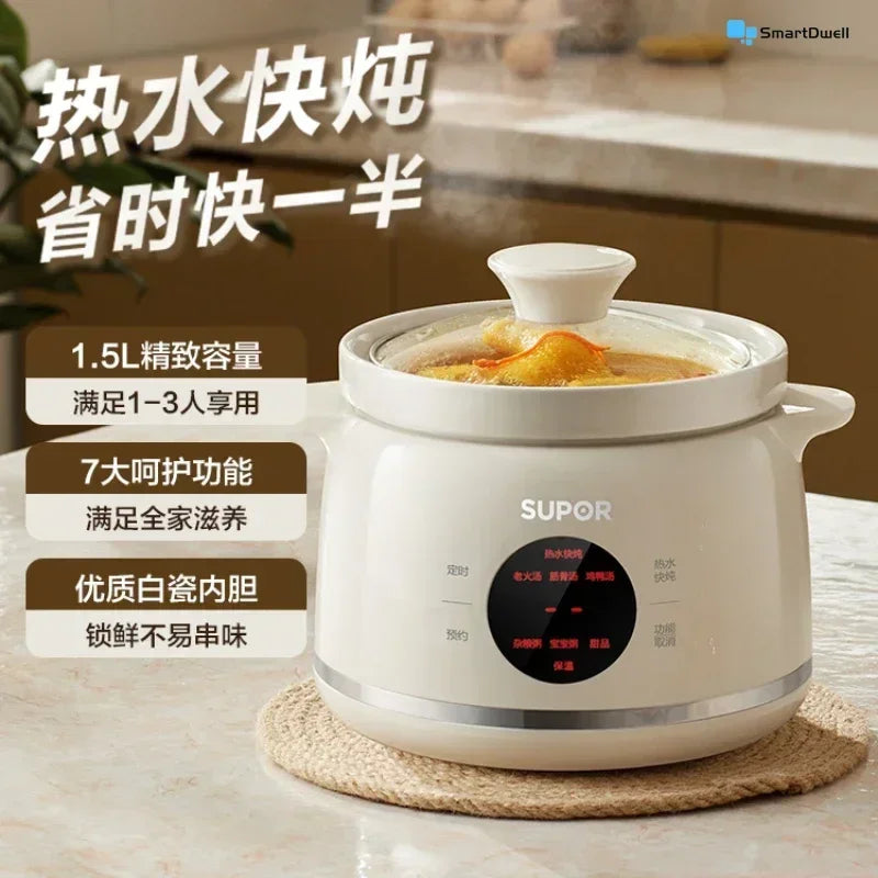 Household electric stew pot. Porridge cooking artifact. Automatic ceramic. Soup stew pot. Food supplement.