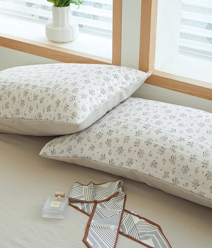 3pcs  light gray Duvet Cover Set (1*Duvet Cover + 2*Pillowcase, Without Core), Fresh Flower Print Bedding Set, Soft Comfortable