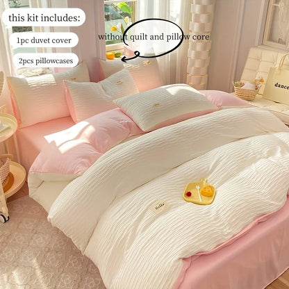 3pcs Soft Duvet Cover Set (1*Duvet Cover + 2*Pillowcase, Without Core), Bubble grid Print Bedding Set, Soft Comfortable