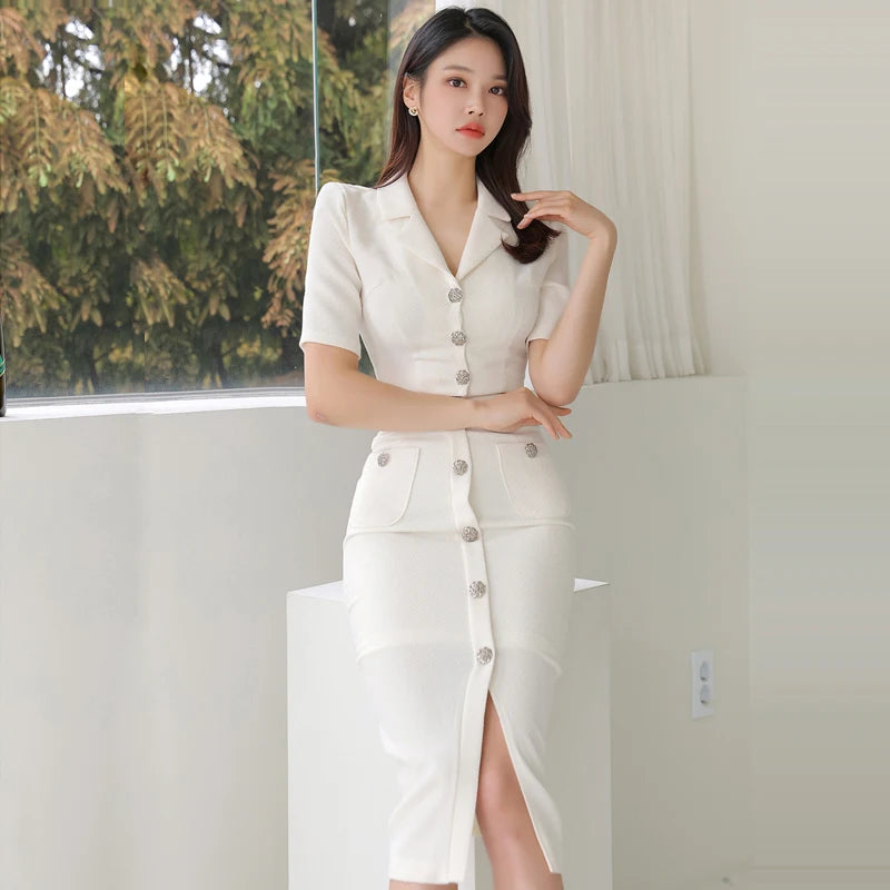 Fashion Women Suit Korea Temperament Short Blazer + Single Breasted Skirt Two Piece Set High-end New Suit Spring Autumn Clothing