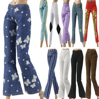 11.5" Floral Jeans Leather Pants 1/6 BJD Dolls Casual Wears Clothes Accessories Multi-styles 30CM Dolls Trousers Kids Toys