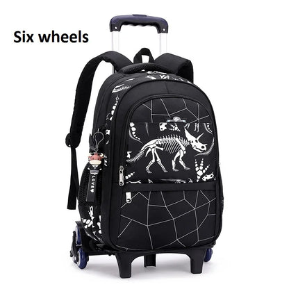 Waterproof School Bags for Boys Trolley Schoolbag Kids' Luggage Book Bags Men Backpack with 6 Wheels Stairs Mochila Escolar Sac