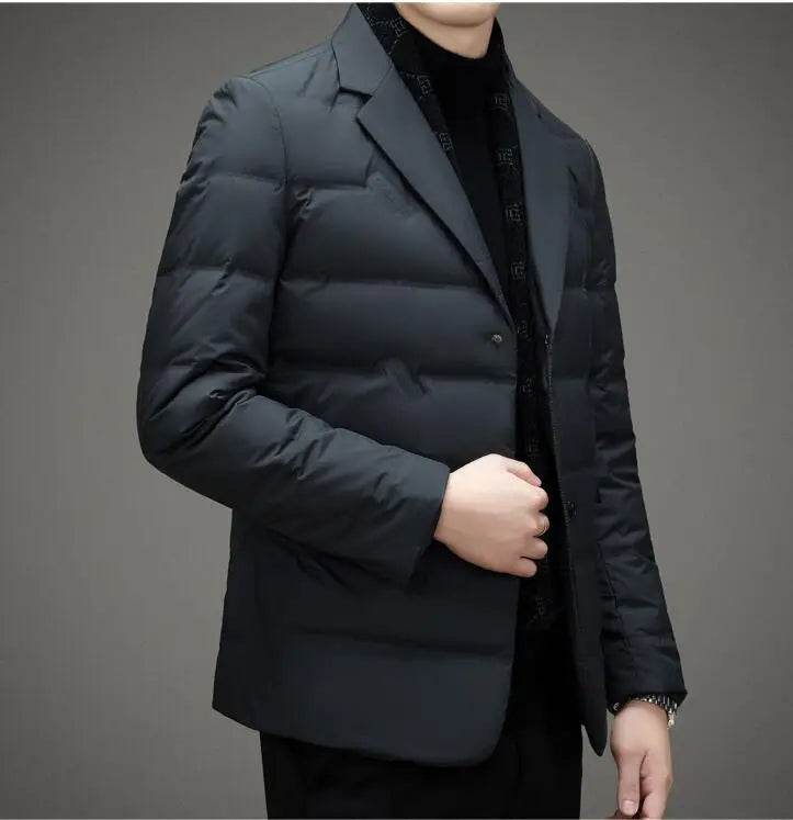 Down Suit Men's 2023 New Middle-aged Men's Winter Warm Western Duck Down Suit Winter Suit Jacket