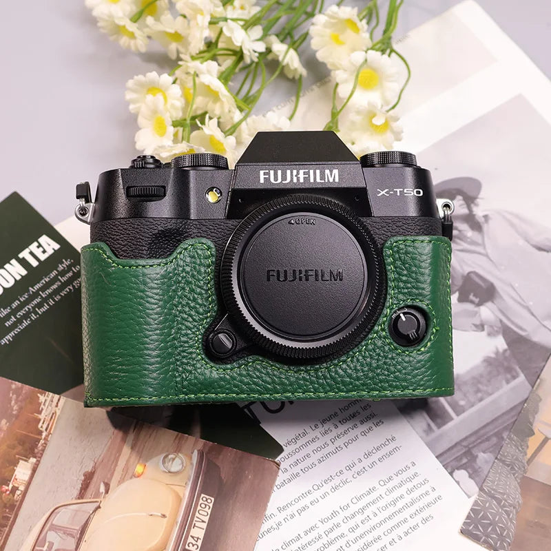 Suitable for Fuji X-T50 camera leather base micro single retro simple protective base leather cover wrist strap accessories