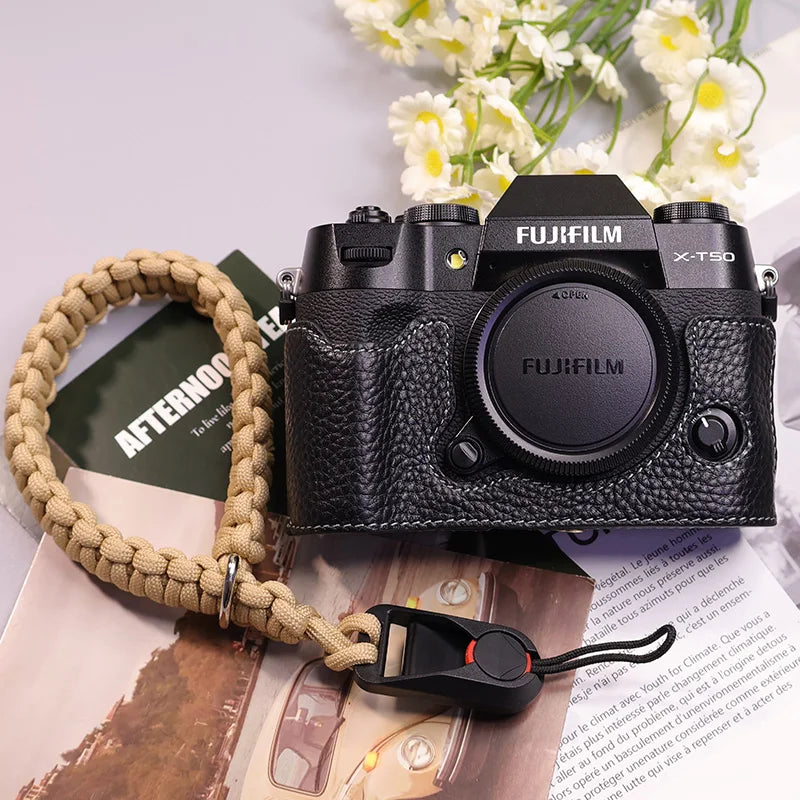 Suitable for Fuji X-T50 camera leather base micro single retro simple protective base leather cover wrist strap accessories