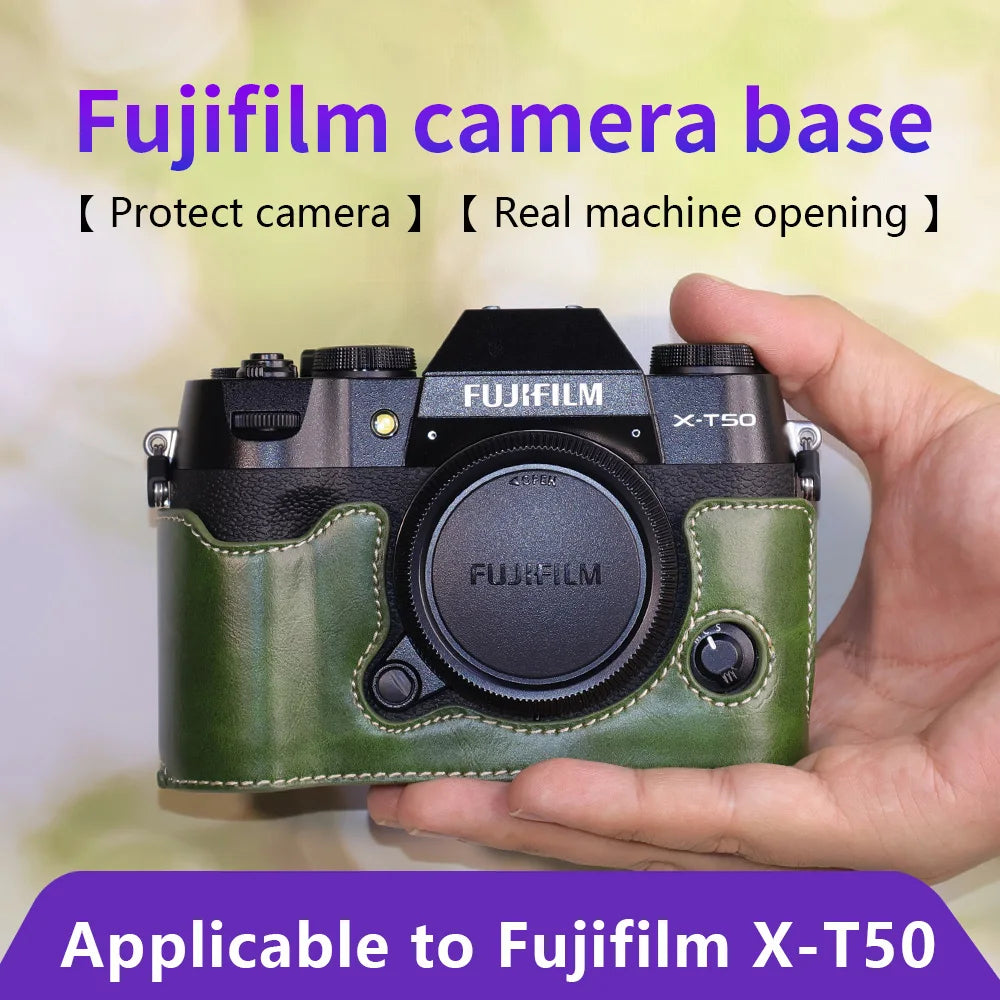 Suitable for Fuji X-T50 camera leather base micro single retro simple protective base leather cover wrist strap accessories