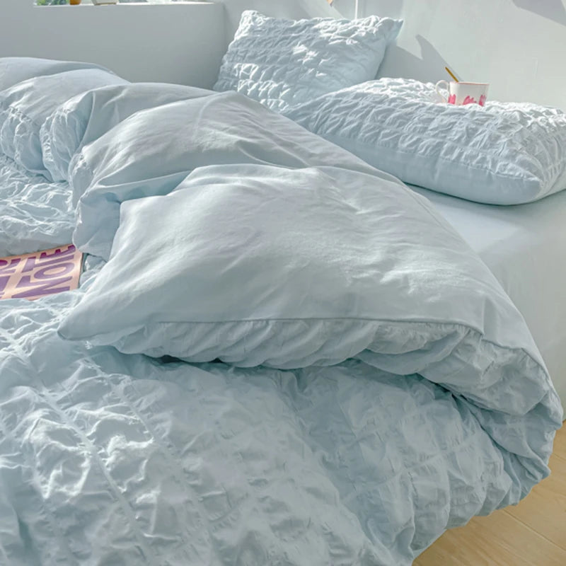 3pcs Soft Duvet Cover Set (1*Duvet Cover + 2*Pillowcase, Without Core), Bubble grid Print Bedding Set, Soft Comfortable