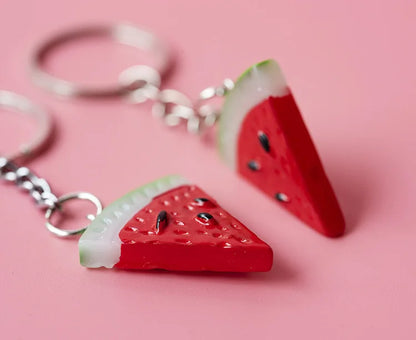 Mini Watermelon Keychain Simulation Fruit Watermelon Food Toy Model Keyring Car Phone Bag Pendant Ornaments Gift Jewelry Trinket