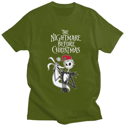 Custom Mens The Nightmare Before Christmas T Shirt Short-Sleeve Cotton Tshirt T-shirt Casual Jack Skellington Tees Fit Clothing